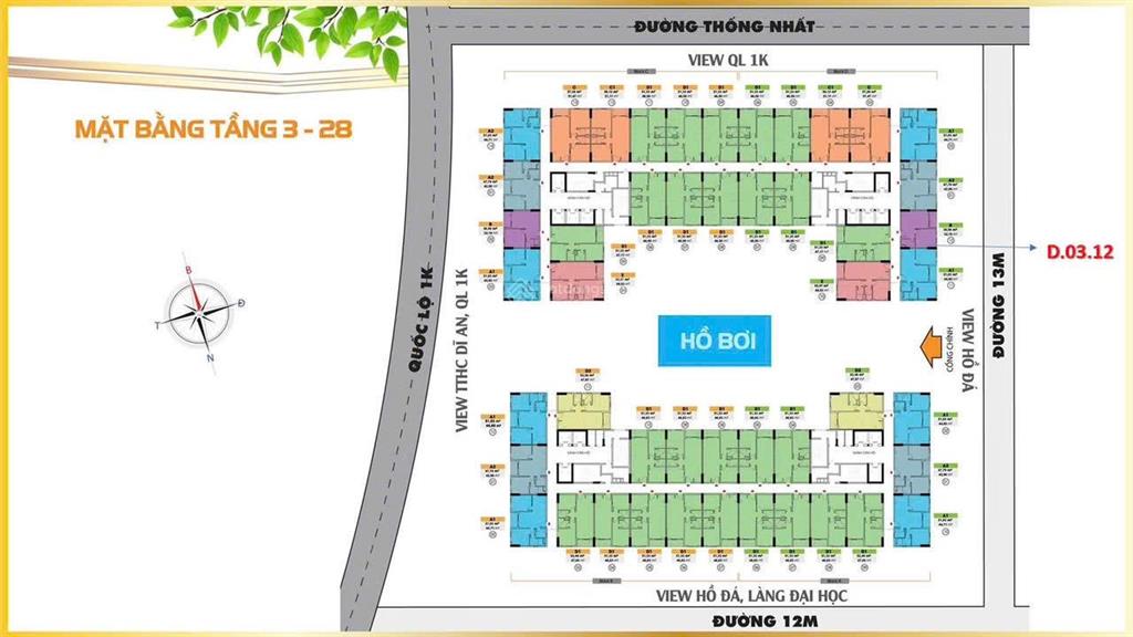 Bán cc bcons plaza, 1,83 tỷ, 36,6 m2, dĩ an, bình dương, giá ưu đãi, uy tín