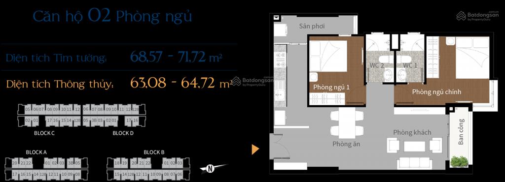 Chính chủ cho thuê căn hộ him lam phú an 69m2, 2pn,2wc, 8.5  9.5 triệu có nội thất.  0938 940 ***.
