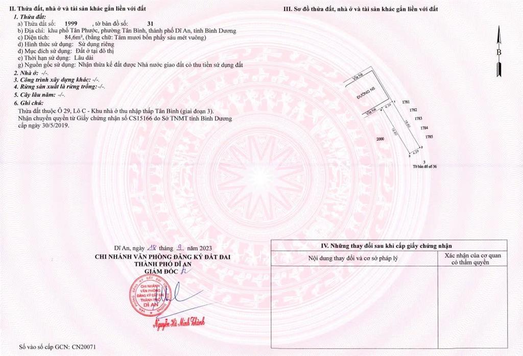 Bán đất chính chủ kdc lê phong p tân bình dĩ an