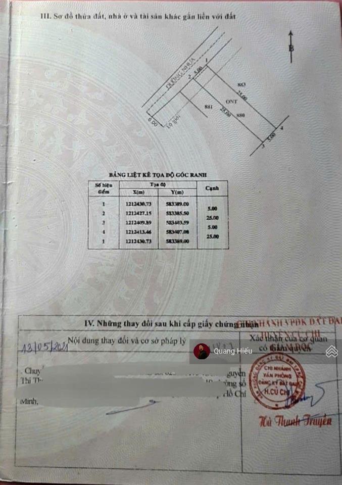 Bán lô đất 125m2 gần chợ việt kiều xã tân thông hội h. củ chi, sổ hồng riêng, giá 1 tỷ