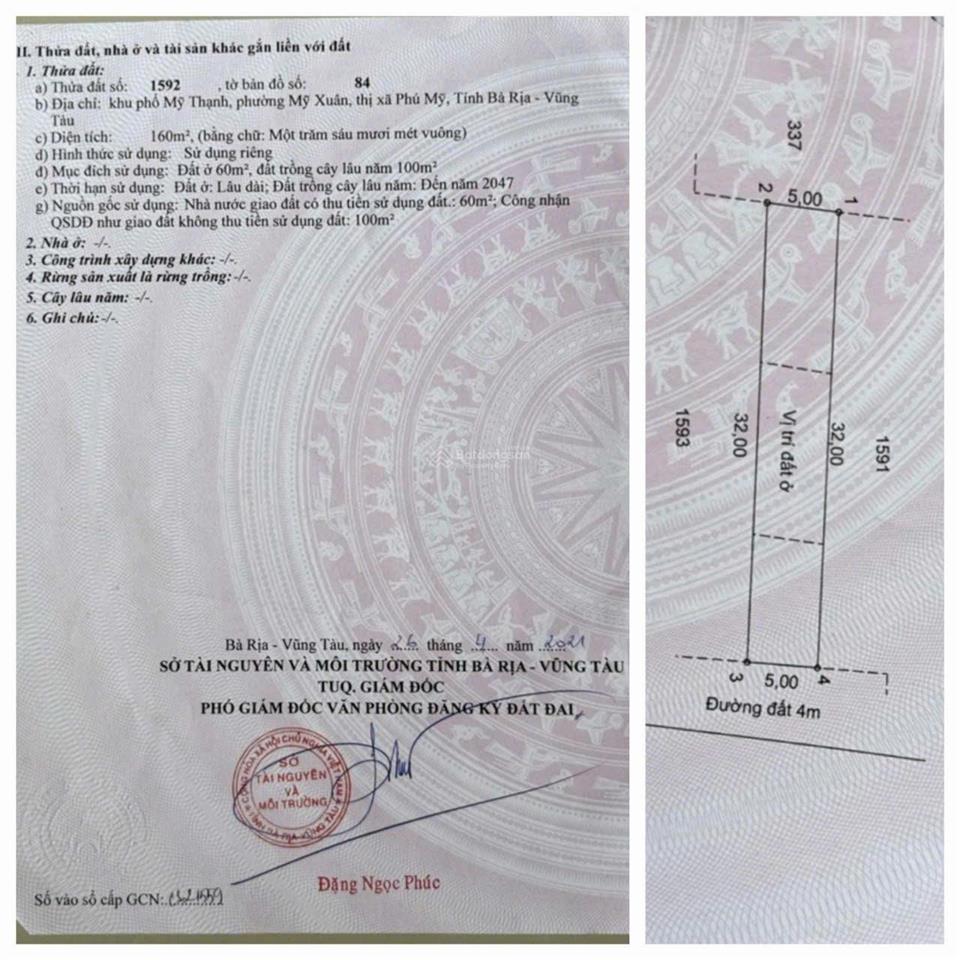 Hàng hiếm tại gần đường s, mỹ xuân, phú mỹ, bà rịa vũng tàu, 2,3 tỷ, 196 m2