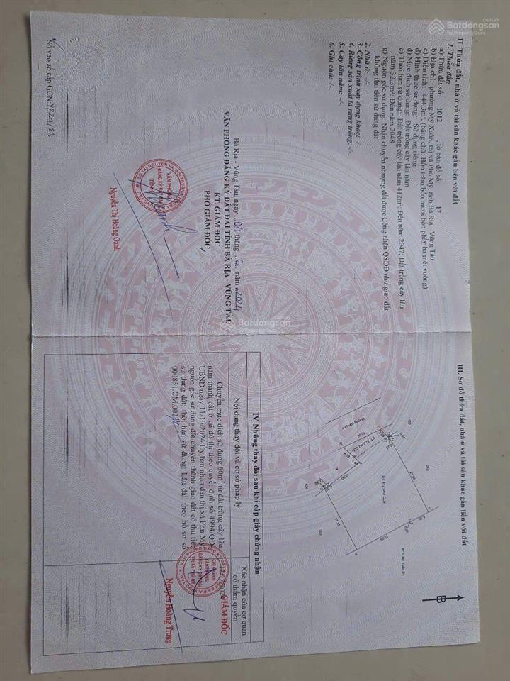 Bán đất hồ thanh tòng, mỹ xuân, phú mỹ, bà rịa vũng tàu, giá cực chất 6,5 tỷ, 444m2