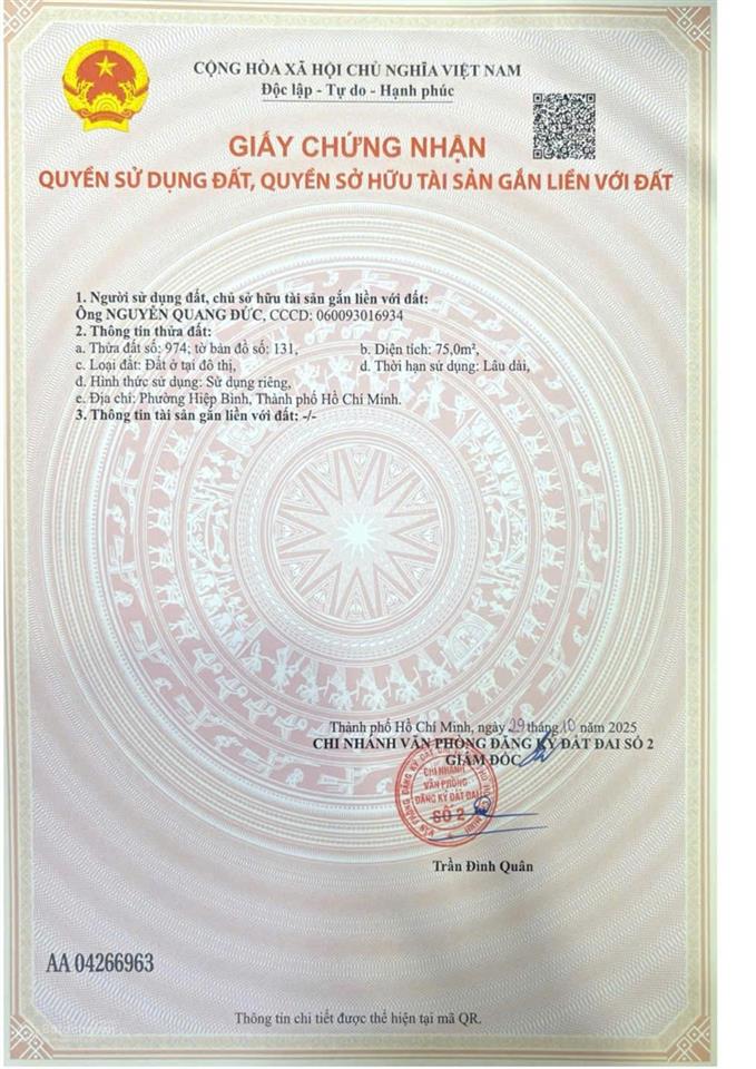 Chủ gửi 3 lô đất 5x15m  mặt tiền đường số 44  hiệp bình chánh  sổ full thổ cư