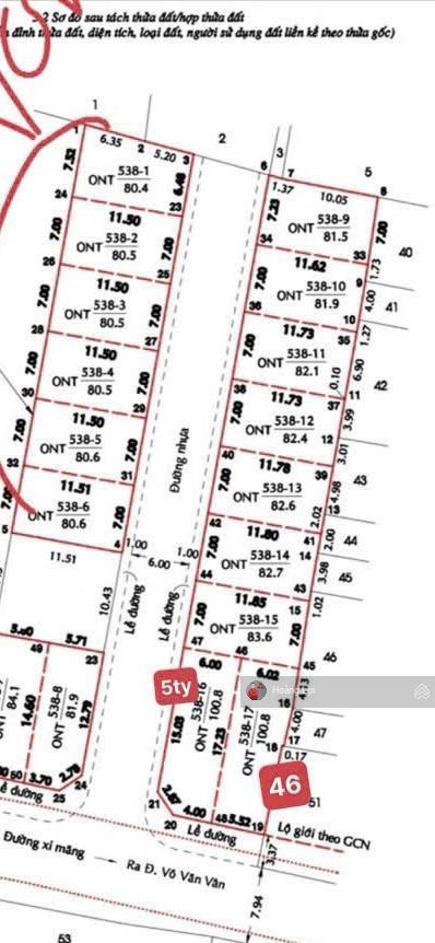 Bán lô đất c9/15 đường võ văn vân,chợ liên ấp 123, lại hùng cường, dt712m khu phân lô 3.25ty