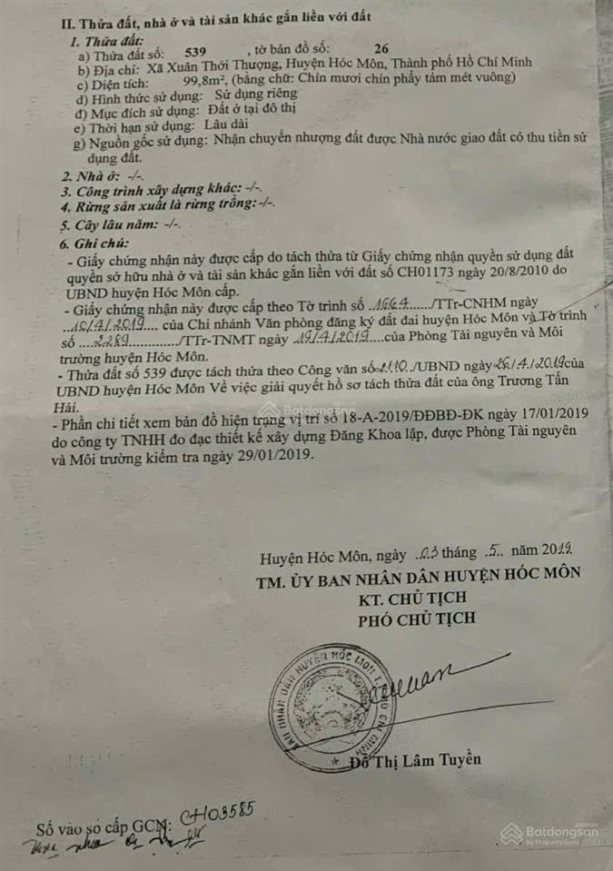 Đất 5 x 22m mặt tiền đường xuân thới thượng 27, gần chợ xuân thới thượng