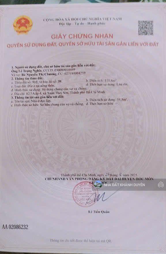 Chính chủ gửi bán đất 8 x 23m, mặt tiền đường nguyễn thị ly, xã xuân thới sơn