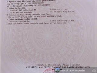 Chính chủ gửi bán đất 8 x 23m, mặt tiền đường nguyễn thị ly, xã xuân thới sơn