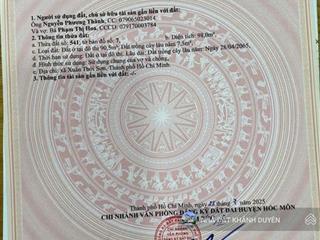 Đất 5 x 20m mặt tiền đường xuân thới sơn 15, xã xuân thới sơn gần ngã tư hồng châu ql22