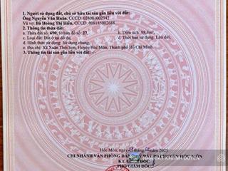 Đất thổ cư ở đường xuân thới sơn 8, xã xuân thới sơn hóc môn