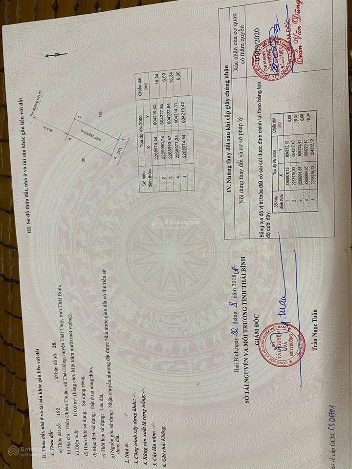 Bán đất đường đh.87 xã thái hồng, thái thụy, thái bình tim đường 20,5m