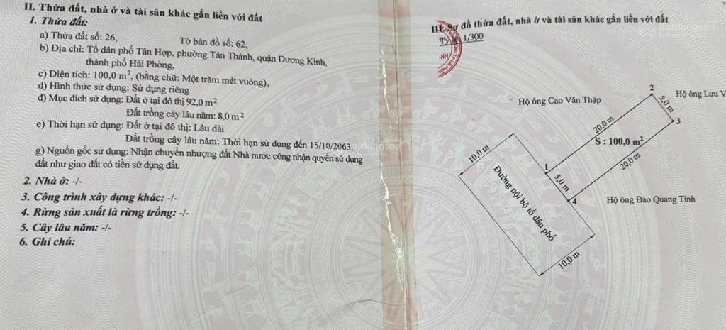 Chính chủ gửi bán lô đất đẹp tân thành, dương kinh ngõ 81