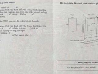 Chỉ 185 triệu/m2 bán 261,7m2 đất 2 mặt đường đặng tất, cách biển 100m, vĩnh hải nha trang