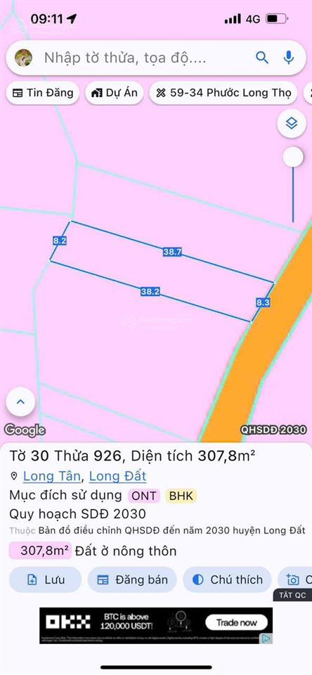 Lên lô đất xã đất đỏ  tp hcm ngang 8.2m xây nhà đầu tư đều đẹp giá chỉ 1,4 tỷ