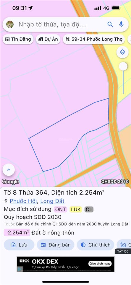 Hạ gấp 2 tỷ  từ 6.9 tỷ hạ còn 4.9 tỷ chủ gửi bán gấp lô đất 2254m2 sẵn 200tc xã phước hải  tp hcm