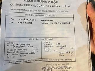 Bán căn nhà hxt sau lưng mt nguyễn văn khối p8 dt 9x28 ( nh 13 ) giá  90tr/m2,   0909 957 ***