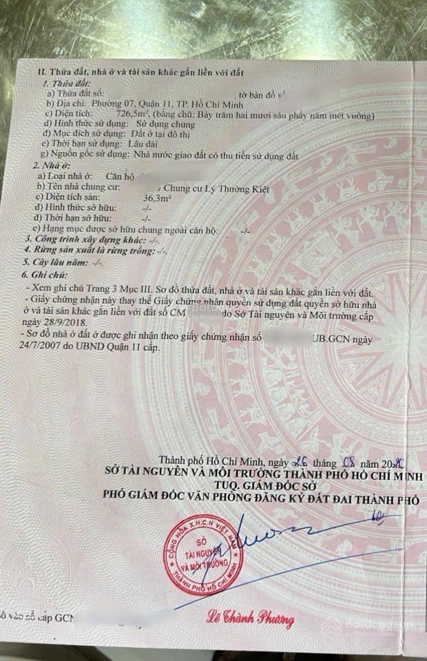 2 tỷ  chung cư lý thường kiệt p7 q11 2pn 36,3m2 sổ sẵn  tặng nội thất  nhà đẹp ở liền