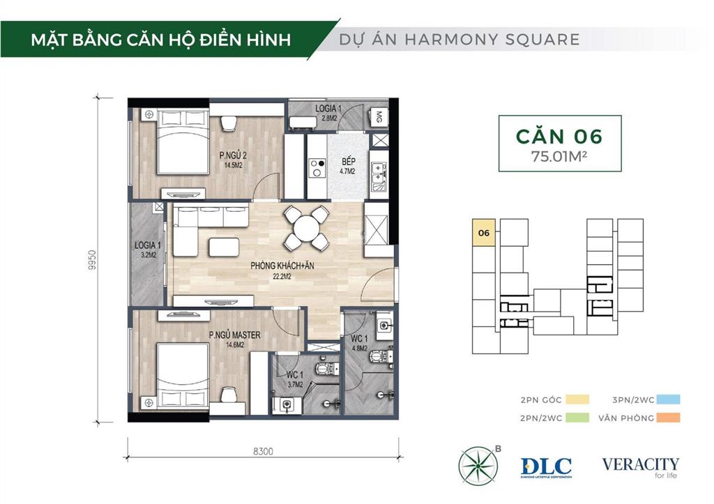 Chủ giảm giá căn hộ 2pn 75m2 chung cư nội đô harmony square nguyễn tuân, giá 5,5 tỷ