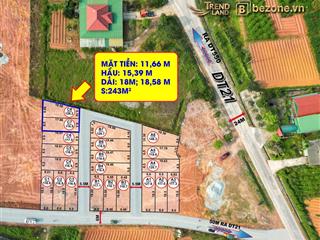Bán nhanh lô đất nở hậu, 243m2, mặt tiền 11,66m, hậu 15,39m, sát tỉnh lộ 3