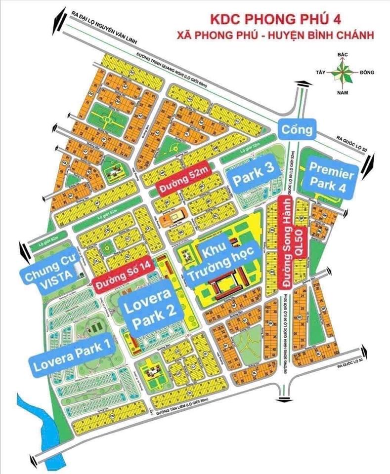 Bán đất đường 16m kdc phong phú 4  khang điền, bình chánh. dt 5 x 20m, giá 5.4 tỷ