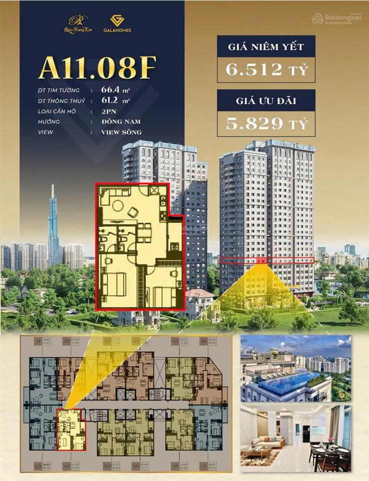 Hàng nội bộ căn 2pn chủ đầu tư paris hoàng kim tháng 12/2025  giá chỉ 5.838 tỷ