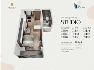 Cần bán căn 27m2 studio  tầng trung, tiến độ giãn, ban công đn tại tòa v1  victoria. 0966 866 ***
