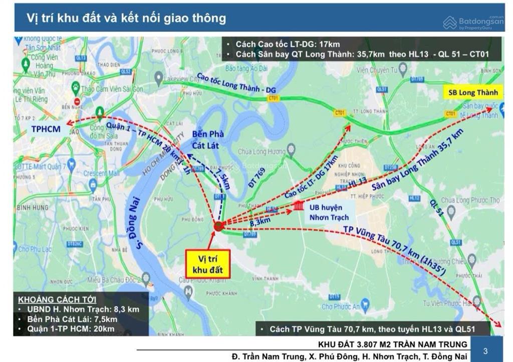 Bán đất đẹp 3 mặt tiền đường trần nam trung, tại xã đại phước đồng nai