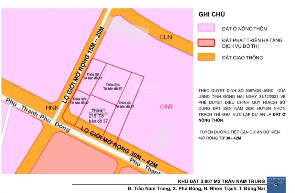 Bán đất đẹp 3 mặt tiền đường trần nam trung, tại xã đại phước đồng nai