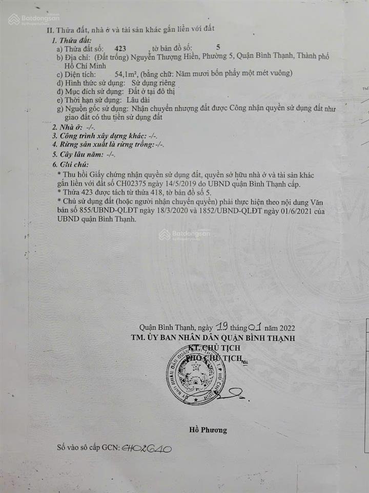 Bán đất 75m2, giá 8,8 tỷ tại nguyễn thượng hiền, p5, bình thạnh, hcm