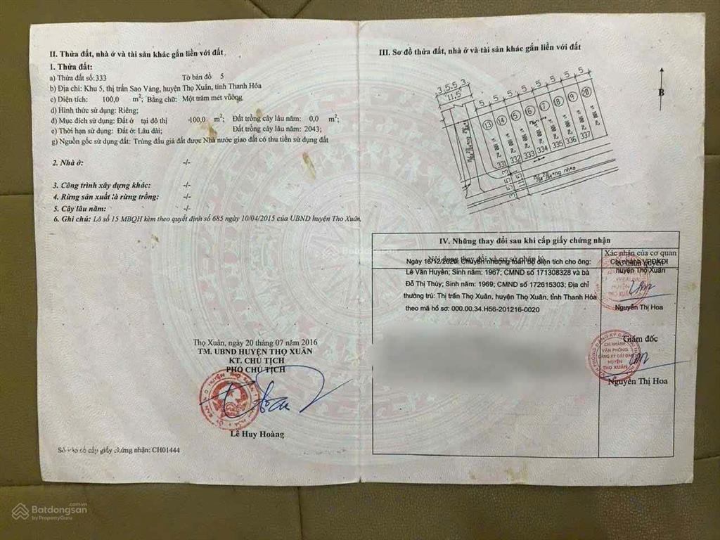 Bán lô đất mặt đường nhựa trịnh khắc phục tt sao vàng thọ xuân giá chỉ 860 triệu