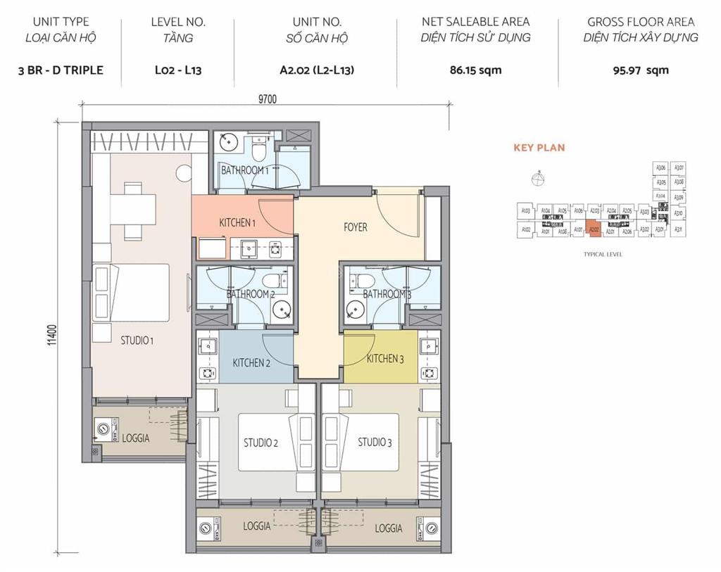 Bán căn hộ 3pn triokey dự án delasol, giá tốt 10 tỷ all in