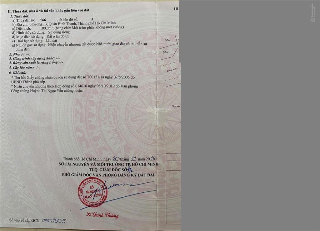 Bán đất đường đặng thùy trâm phường 13 quận bình thạnh tp. hcm. 100m2. 14 tỷ