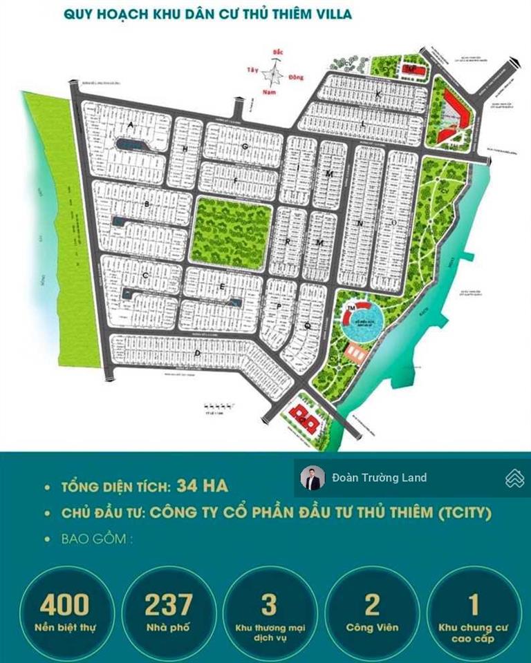 Cần bán gấp lô đất biệt thự 370m2 mặt tiền đường 20m khu thủ thiêm villa