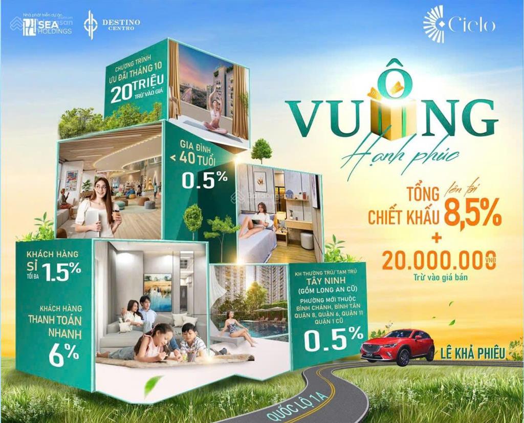 Căn hộ destino centro căn góc 2pn+2wc (1tỷ350)thanh toán 350tr nhận nhà sở hữu lâu dài view nội khu