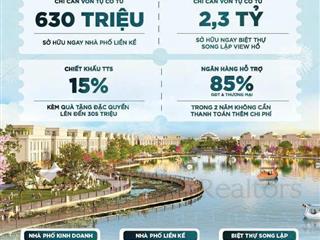 Shophouse 4 tầng cạnh vincom, thanh toán 2.3 tỷ nhận nhà, mt đường 60m, cạnh hồ sinh thái 8ha