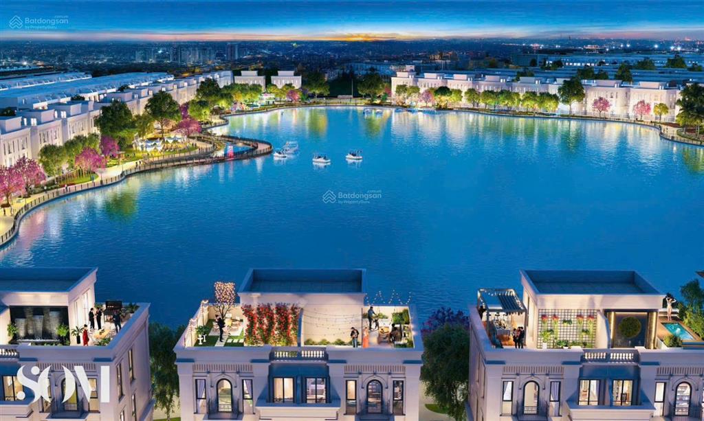 Biệt thự view hồ 8ha nhà 4 tầng ngang 10mx15m, thanh toán 2.3 tỷ đến nhận nhà, tặng xe vf7