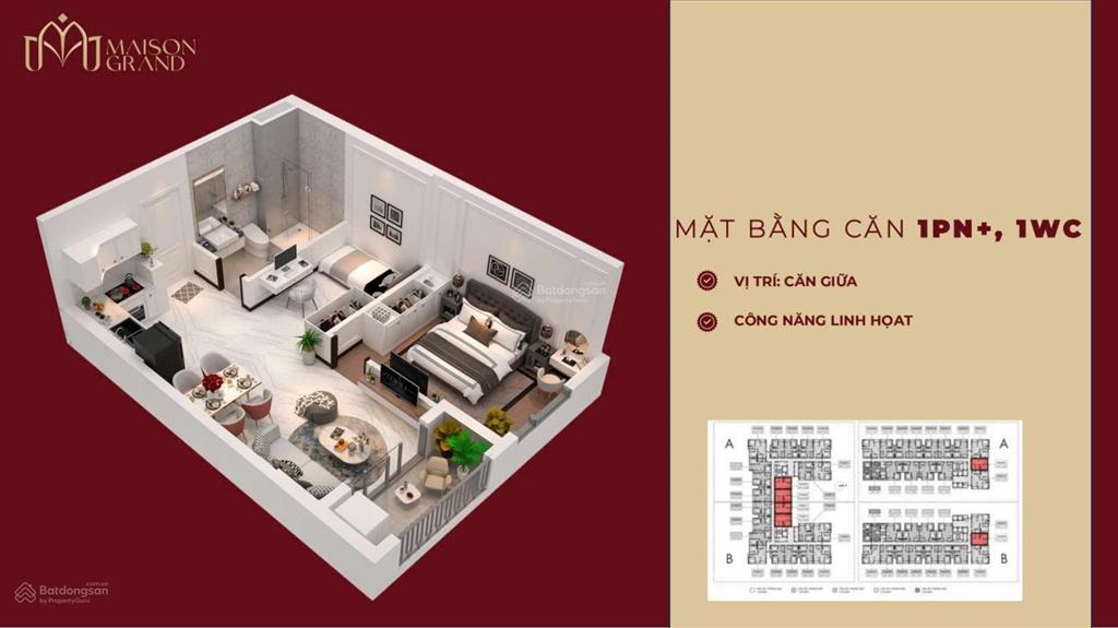 Cần sang nhượng lại căn 1pn dự án maison grand phú mỹ  giá 1tỷ84 (102%) bao thuế và phí bảo trì