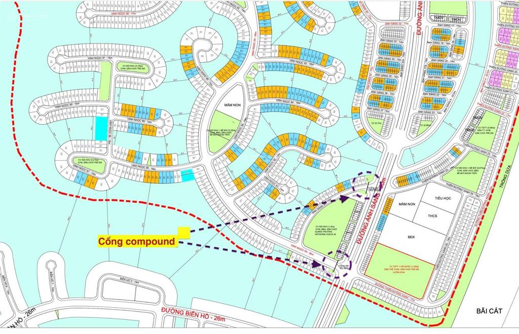 Bt đơn lập 470m2 vịnh ngọc dãy vn9x khu compound giá 43 tỷ, sau nhà bãi cát trắng và biển