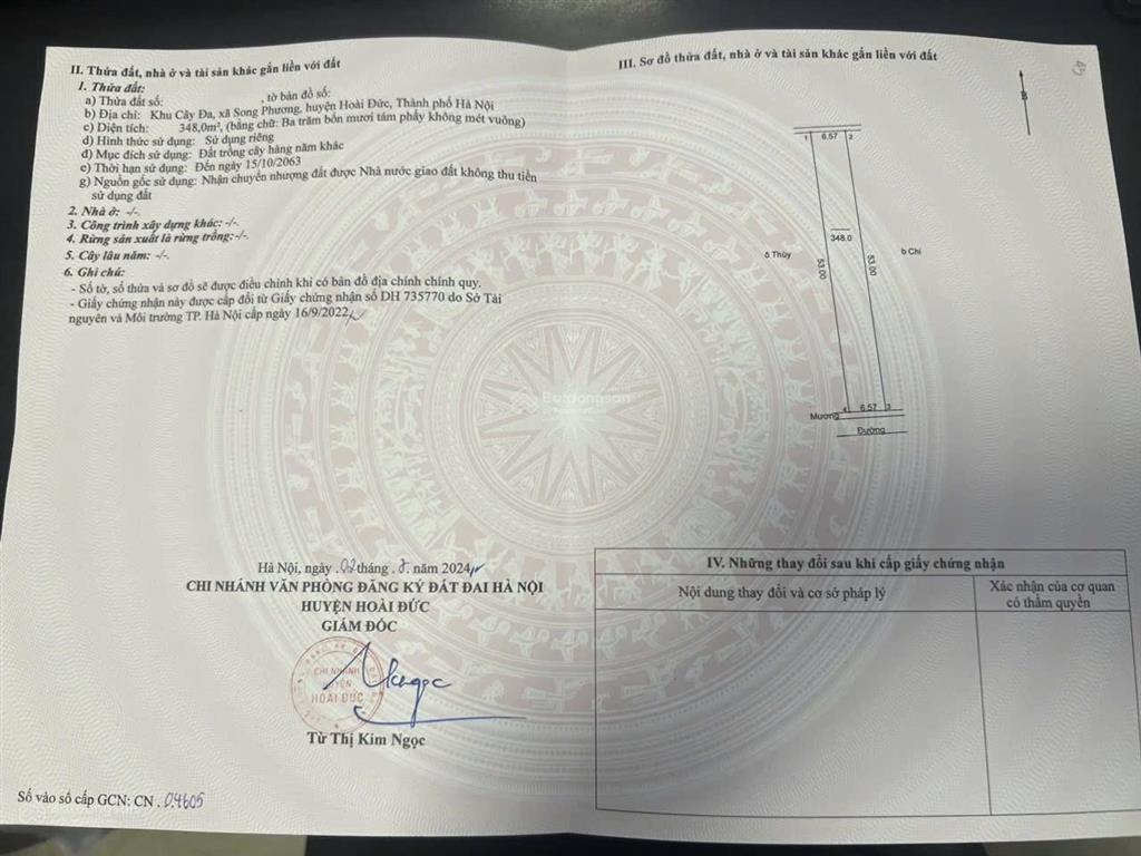 Chính chủ bán đất xã song phương đường 2 oto tránh cực tiềm năng mặt tiền rộng 21m giá 5 tr/m2 x2x3