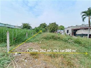 Bán đất xã tân thạnh đông củ chi, đường đá 6m, 7x38m, 262m2, dân cư đông, gần kcn tiện xây nhà trọ