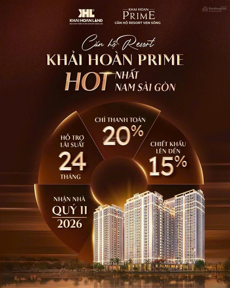 Bán căn hộ khải hoàn prime, 62m2 2pn 2wc, giá tốt trực tiếp chủ đầu tư chỉ từ 4.3 tỷ, full nội thất