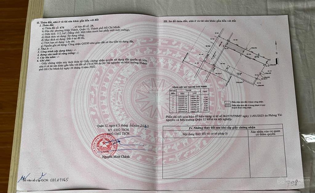 Bán nền đất shr mới cáu mặt tiền đường ht12, cách chợ hiệp thành 500m chỉ 55 triệu/m2, q12