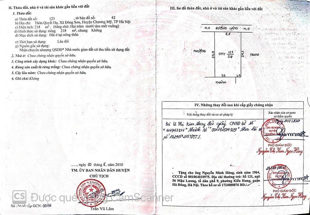 Tôi chính chủ bán lô đất 218m2 thổ cư phố gốt, đông sơn, chương mỹ giá rẻ