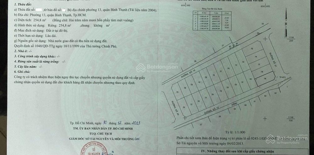 Bán đất biệt thự tại khu dân cư bình lợi, giá tốt nhất chỉ 24,2 tỷ vnd, diện tích 255m2