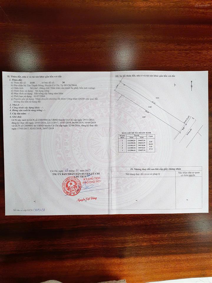 Bán 4 lô đất liền kề 506m2 ngang 8.45mx67m đã san lấp 4 tr/m2 đất hnk xã tân thạnh đông, củ chi