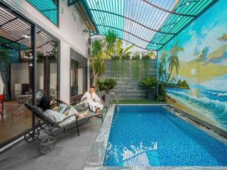 Cho thuê villa phong cách hội an  nam việt á  nhs dt  250m 4pn , 5wc , có hồ bơi , full nội