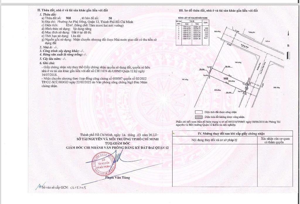Kẹt tiền bán gấp đất hẻm 94 đường vườn lài giá 5.4 tỷ diện tích 4 x 20.5m