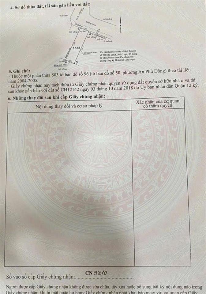 Bán đất hẻm 94 đường vườn lài giá 4,9 tỷ diện tích 4 x 15.5m