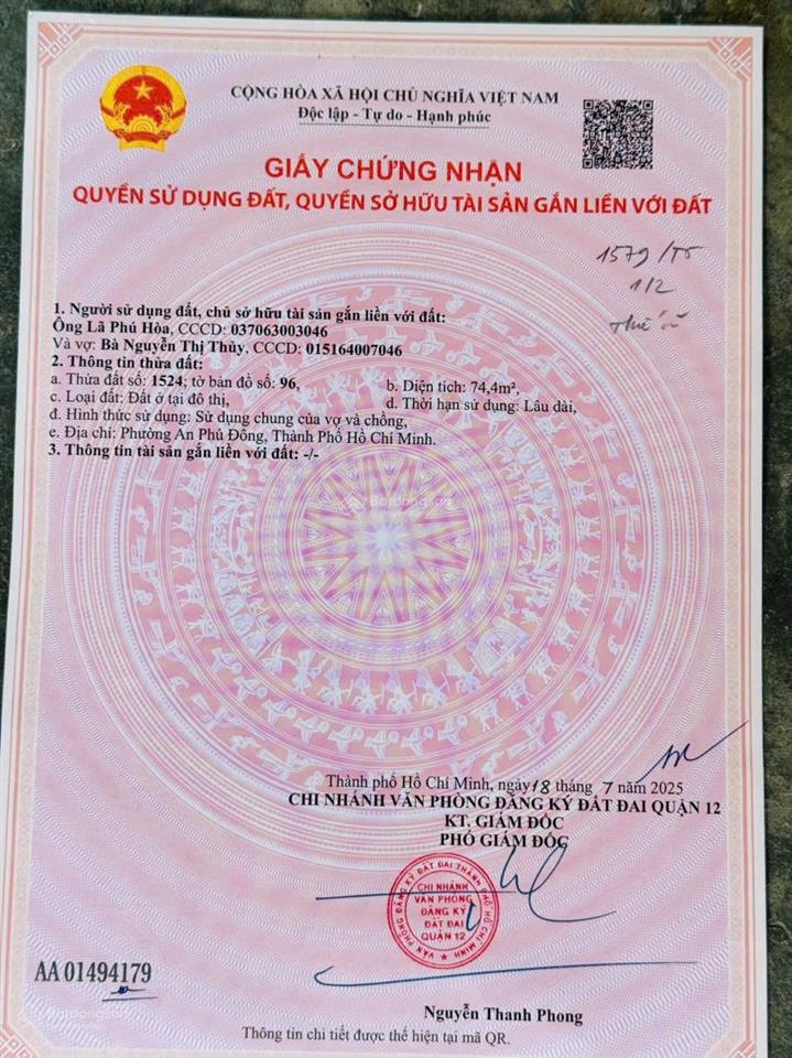 Kẹt tiền bán lô đất đẹp hẻm 94 đường vườn lài giá 6.9 tỷ diện tích 5.5 x 23.9m