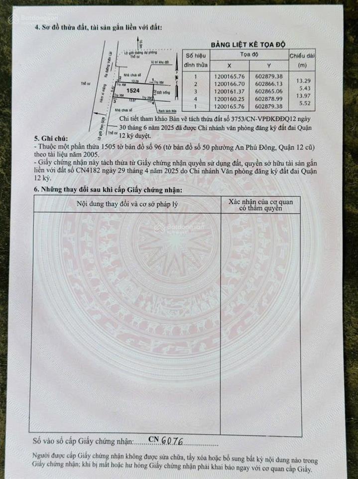 Kẹt tiền bán lô đất đẹp hẻm 94 đường vườn lài giá 6.9 tỷ diện tích 5.5 x 23.9m