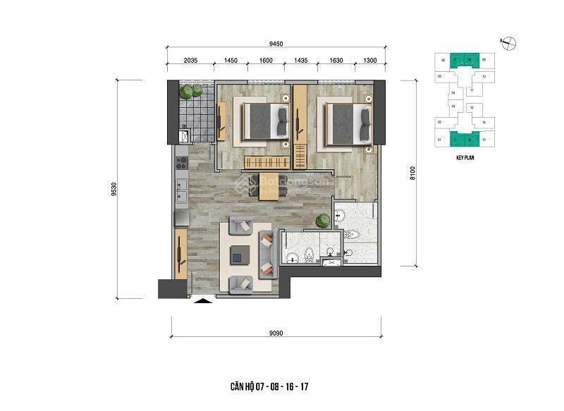 Cho thuê căn 2pn view trung tâm triển lãm, ngắm pháo hoa